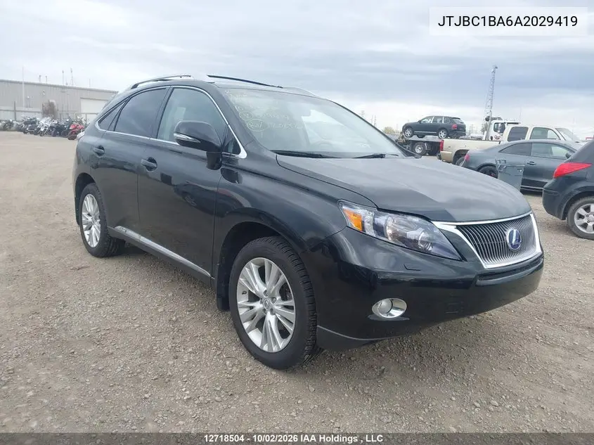 LEXUS RX 2010, VIN JTJBC1BA6A2029419