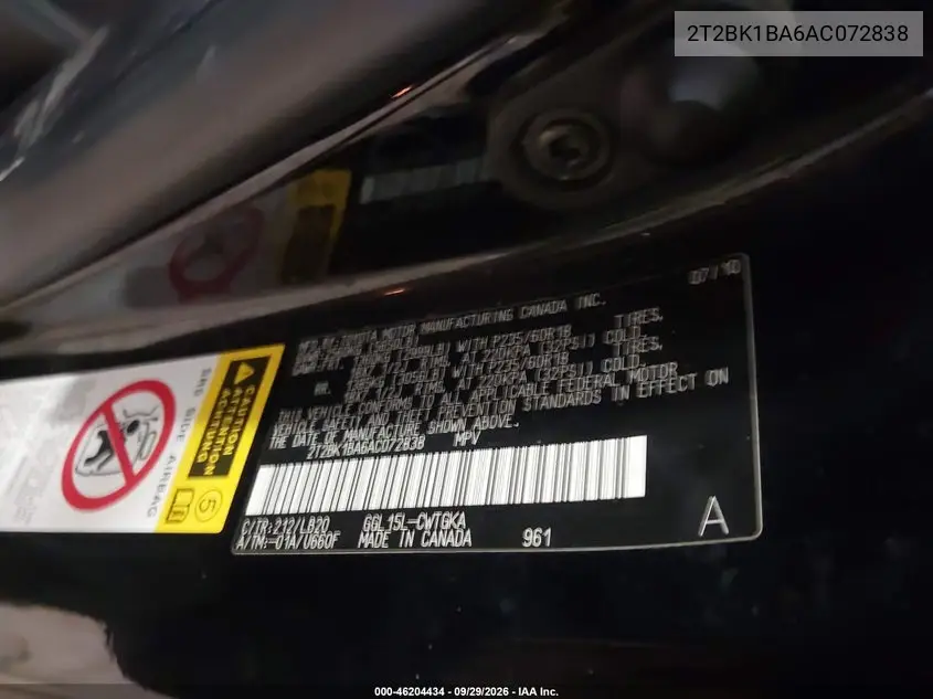 2010 LEXUS RX VIN 2T2BK1BA6AC072838 — фото 9
