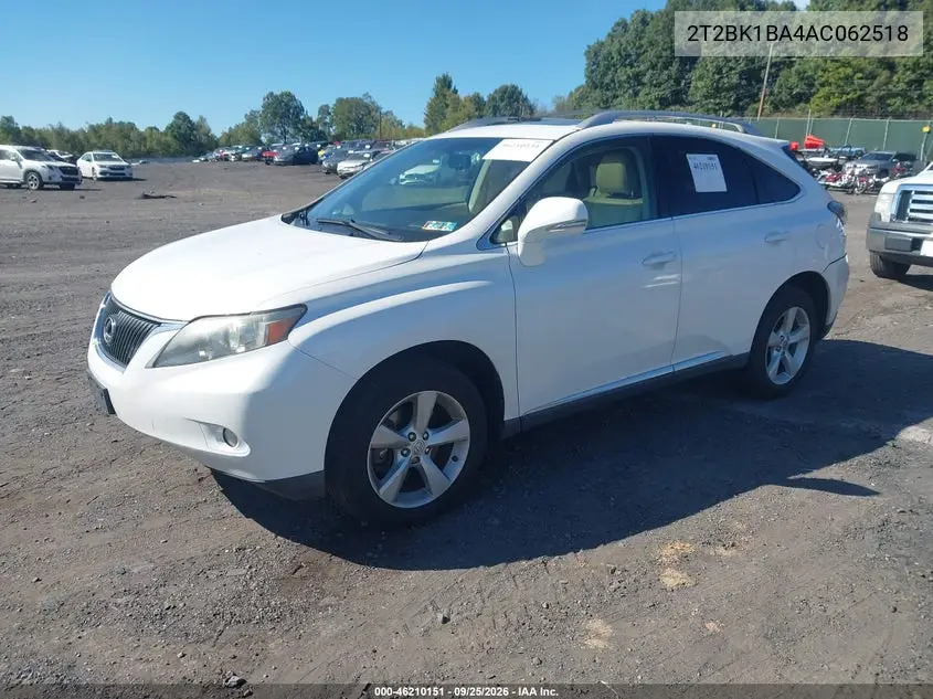 2010 LEXUS RX VIN 2T2BK1BA4AC062518 — фото 2
