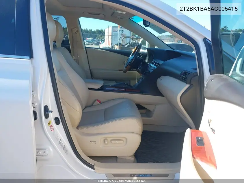 2010 LEXUS RX VIN 2T2BK1BA6AC005415 — фото 5