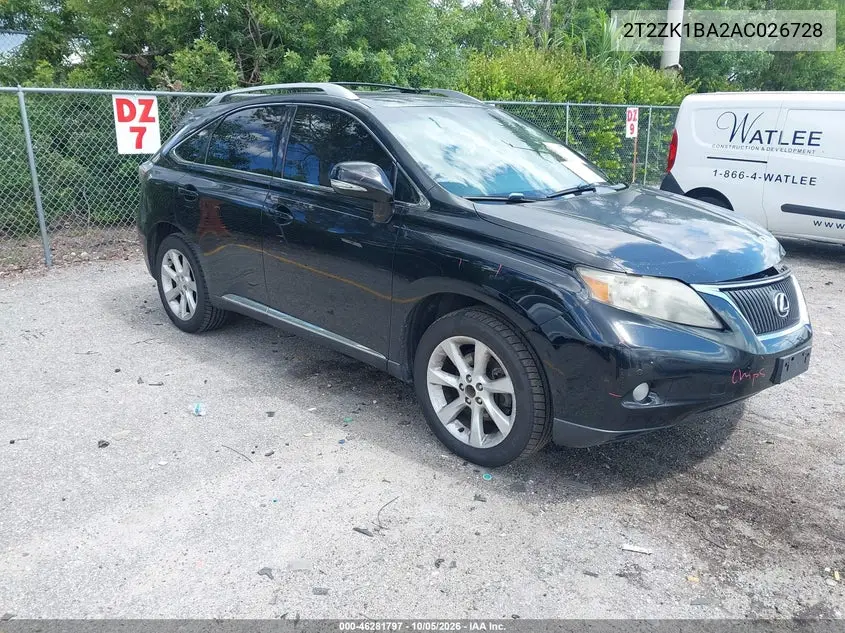 LEXUS RX 2010, VIN 2T2ZK1BA2AC026728