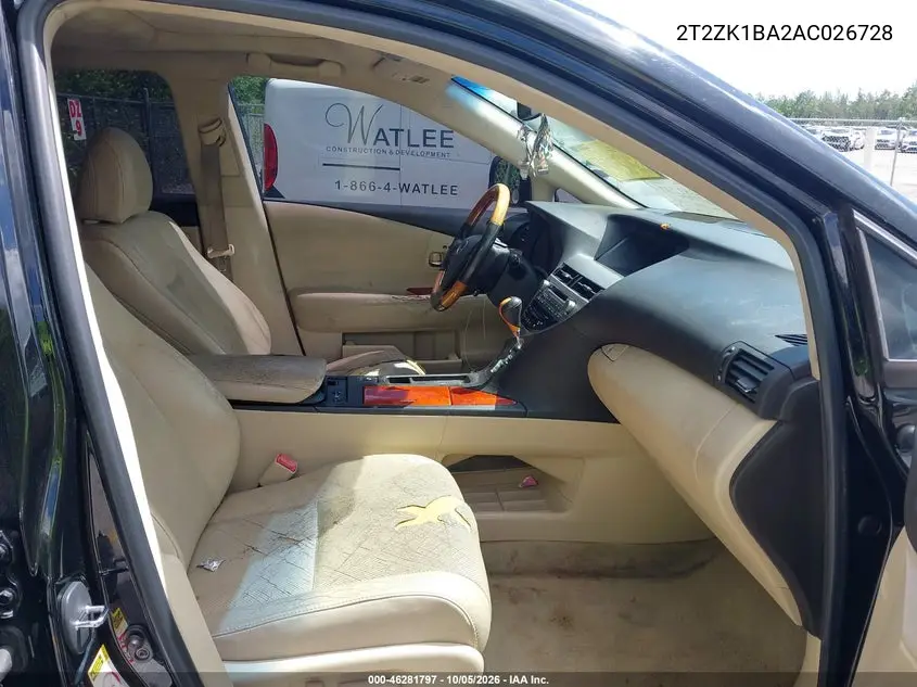 2010 LEXUS RX VIN 2T2ZK1BA2AC026728 — фото 5