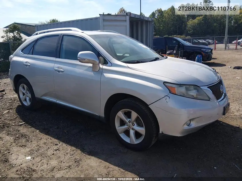 LEXUS RX 2011, VIN 2T2BK1BAXBC110766