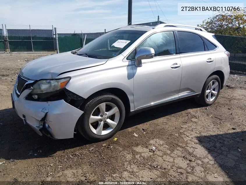 2011 LEXUS RX VIN 2T2BK1BAXBC110766 — фото 2