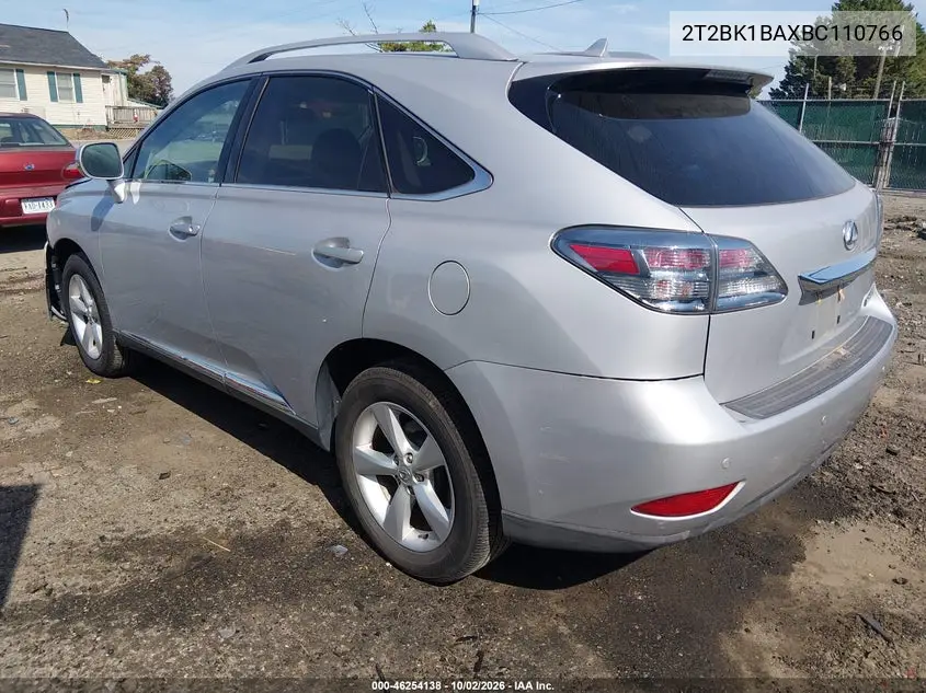 2011 LEXUS RX VIN 2T2BK1BAXBC110766 — фото 3