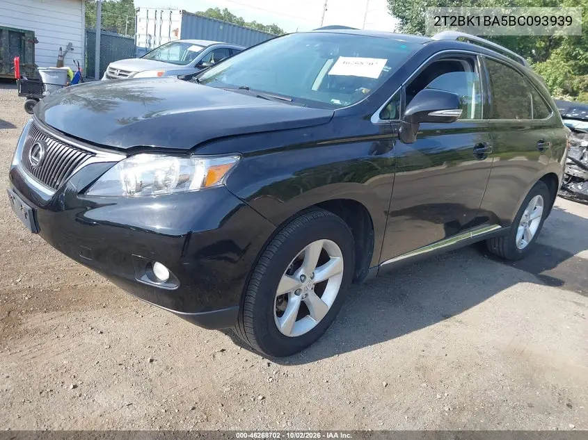 2011 LEXUS RX VIN 2T2BK1BA5BC093939 — фото 2