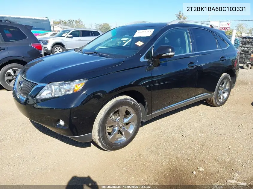 2011 LEXUS RX VIN 2T2BK1BA6BC103331 — фото 2