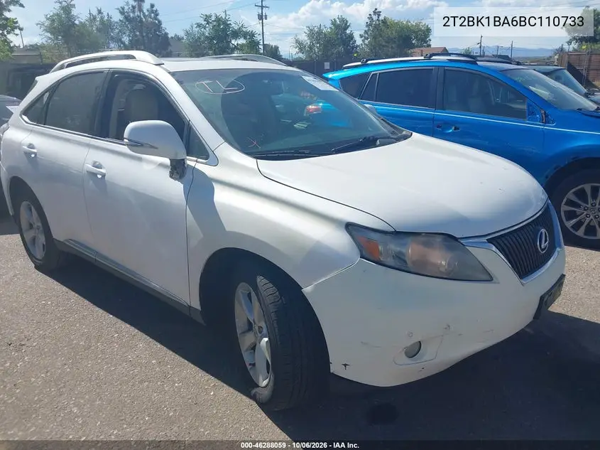 LEXUS RX 2011, VIN 2T2BK1BA6BC110733