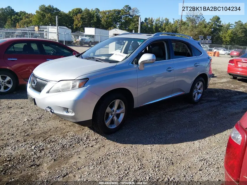2011 LEXUS RX VIN 2T2BK1BA2BC104234 — фото 2