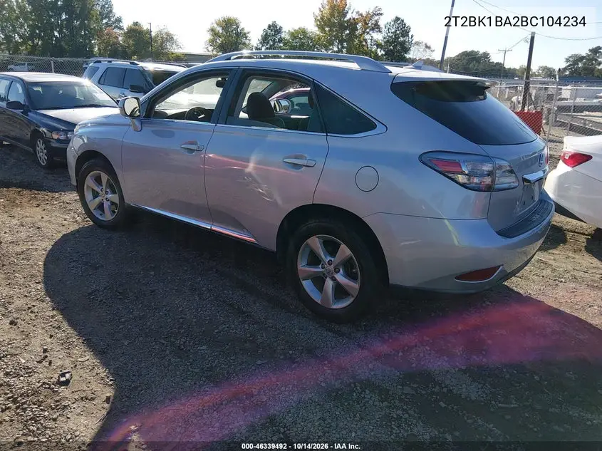 2011 LEXUS RX VIN 2T2BK1BA2BC104234 — фото 3