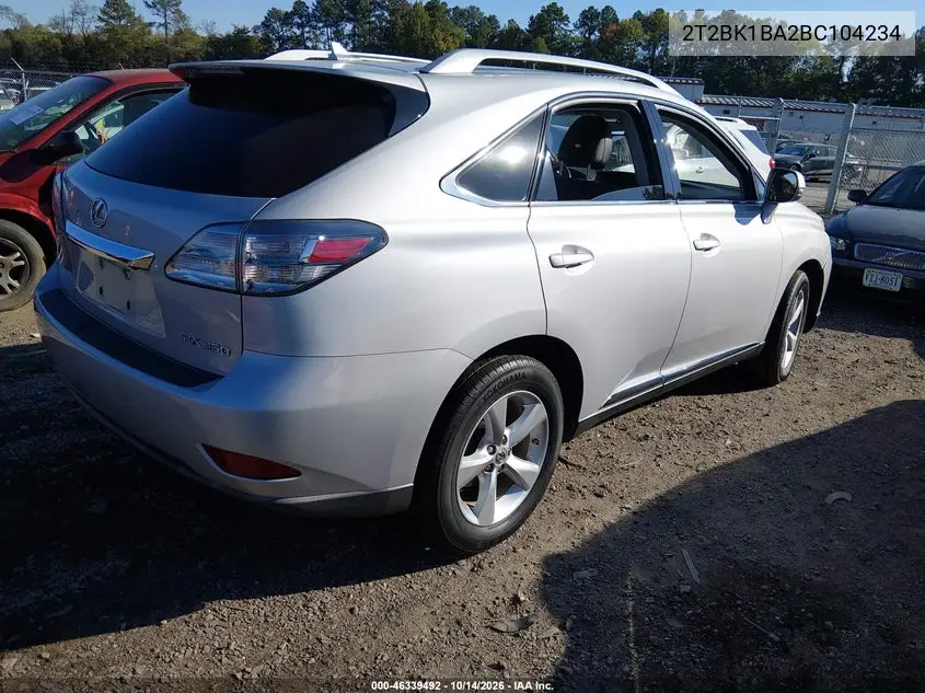 2011 LEXUS RX VIN 2T2BK1BA2BC104234 — фото 4