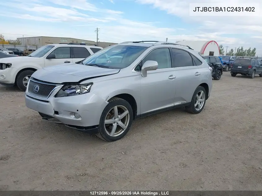 2012 LEXUS RX VIN JTJBC1BA1C2431402 — фото 2