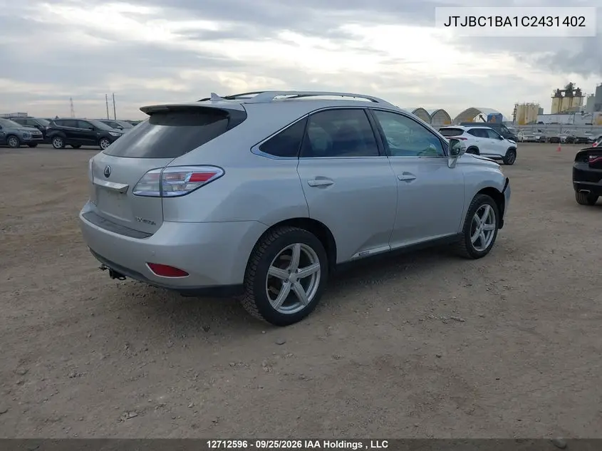 2012 LEXUS RX VIN JTJBC1BA1C2431402 — фото 4