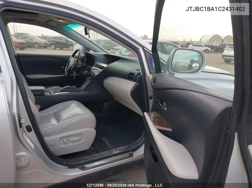 2012 LEXUS RX VIN JTJBC1BA1C2431402 — фото 5