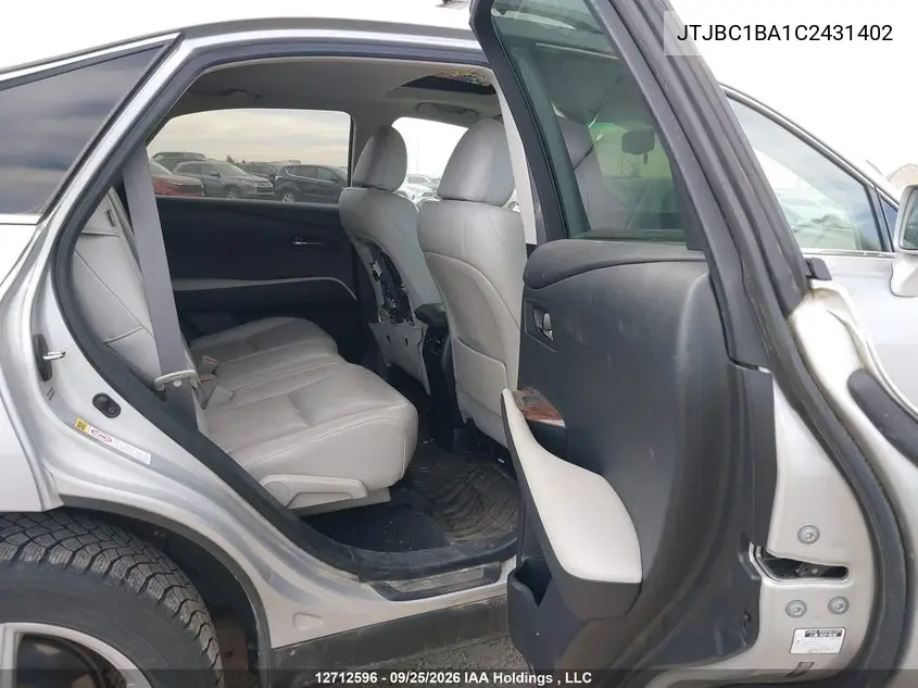 2012 LEXUS RX VIN JTJBC1BA1C2431402 — фото 8
