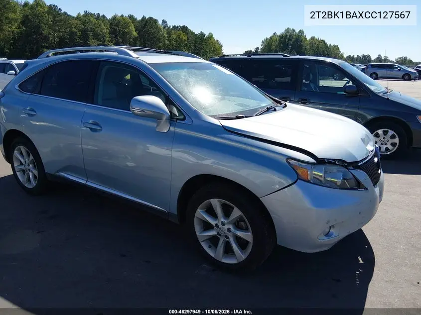 LEXUS RX 2012, VIN 2T2BK1BAXCC127567