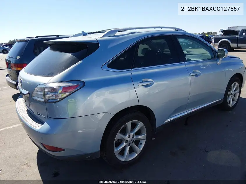 2012 LEXUS RX VIN 2T2BK1BAXCC127567 — фото 4