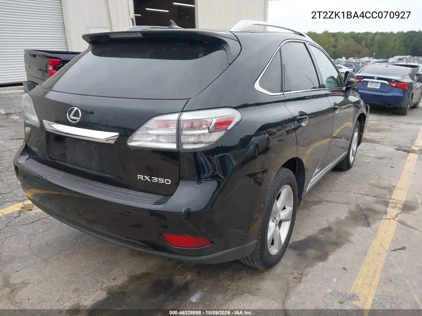 2012 LEXUS RX VIN 2T2ZK1BA4CC070927 — фото 4
