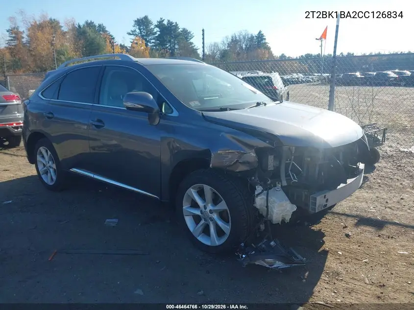 LEXUS RX 2012, VIN 2T2BK1BA2CC126834