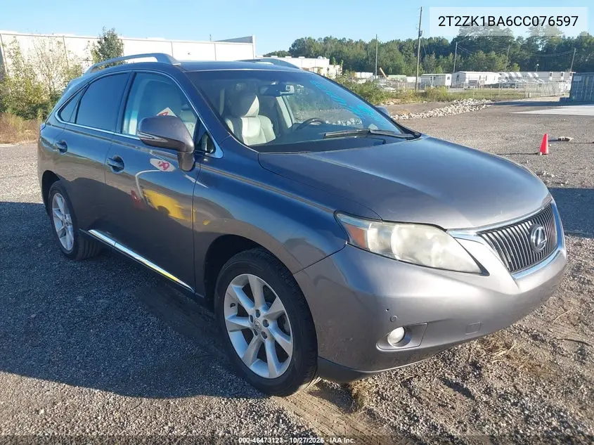 LEXUS RX 2012, VIN 2T2ZK1BA6CC076597
