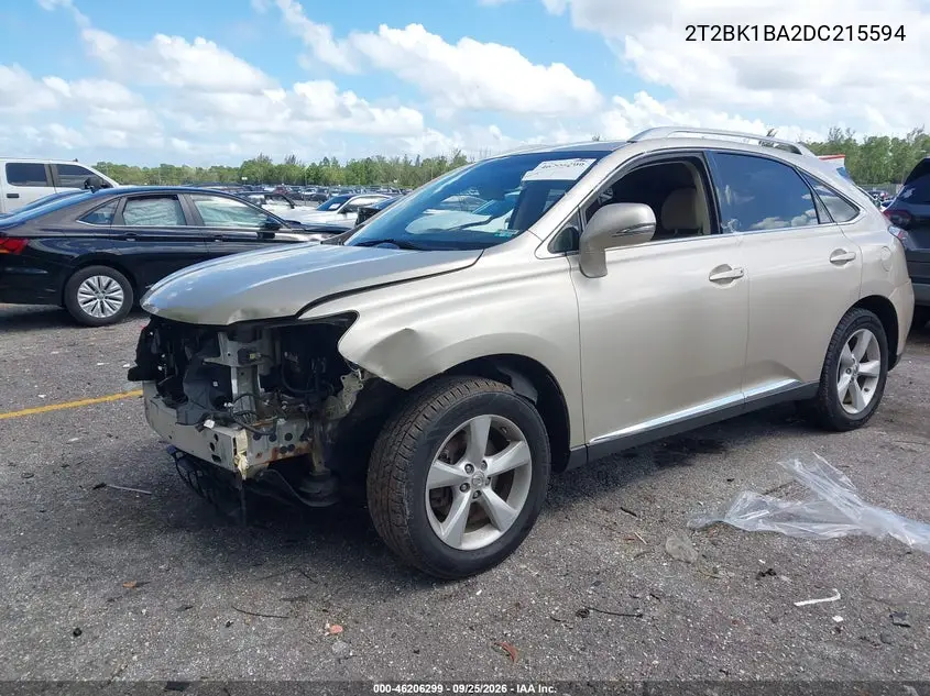 2013 LEXUS RX VIN 2T2BK1BA2DC215594 — фото 2