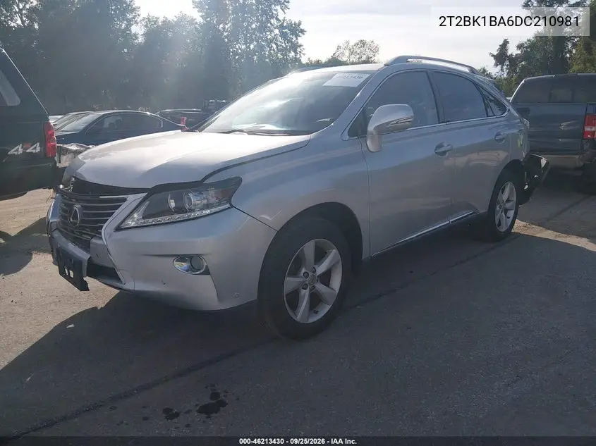 2013 LEXUS RX VIN 2T2BK1BA6DC210981 — фото 2