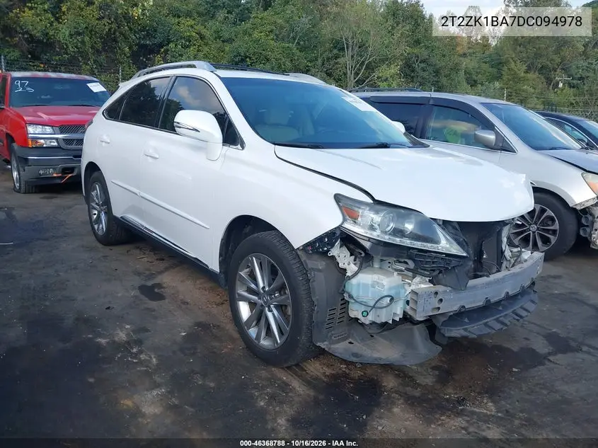 LEXUS RX 2013, VIN 2T2ZK1BA7DC094978