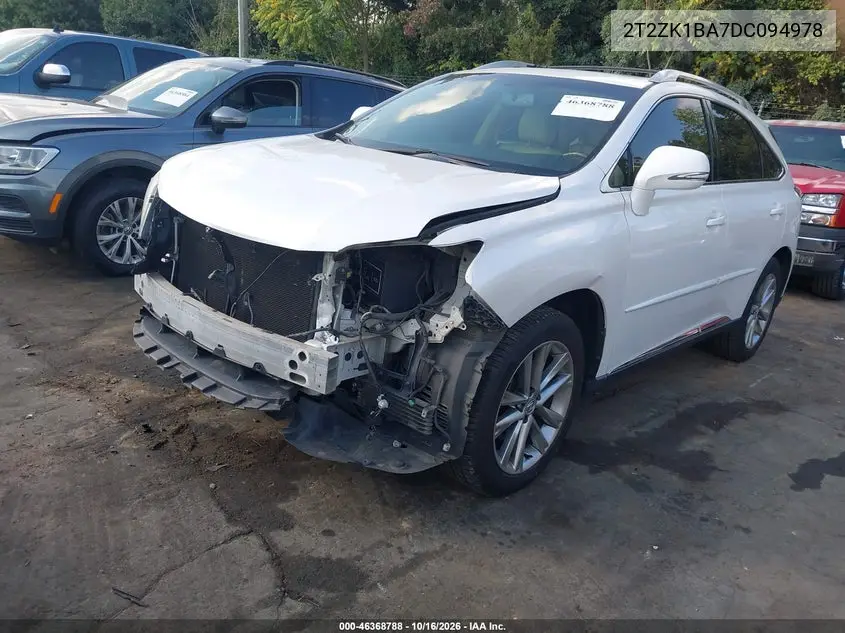 2013 LEXUS RX VIN 2T2ZK1BA7DC094978 — фото 2