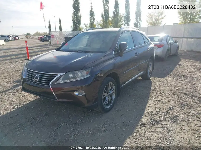 2014 LEXUS RX VIN 2T2BK1BA6EC228432 — фото 2