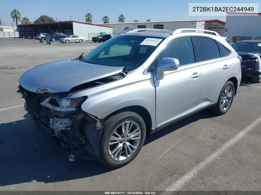 2014 LEXUS RX VIN 2T2BK1BA2EC244949 — фото 2