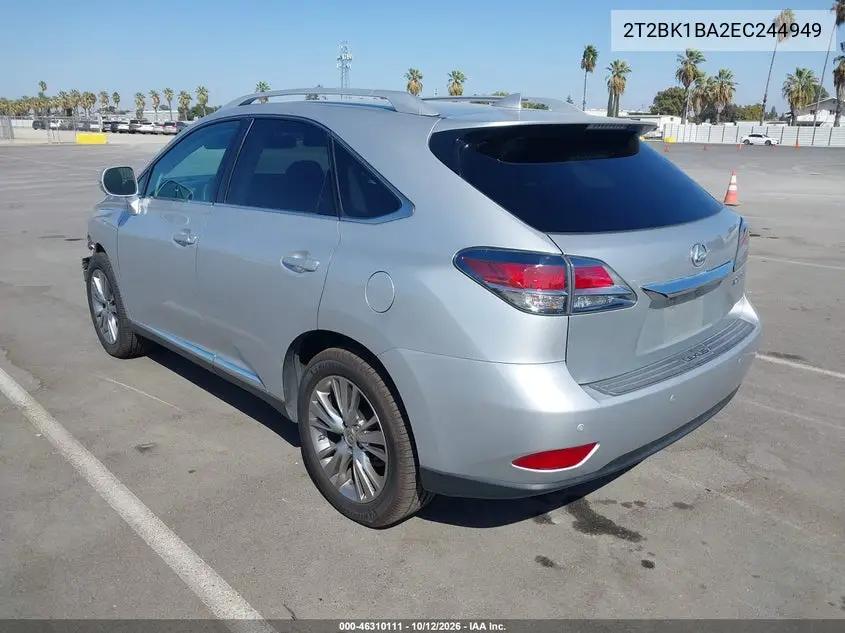 2014 LEXUS RX VIN 2T2BK1BA2EC244949 — фото 3