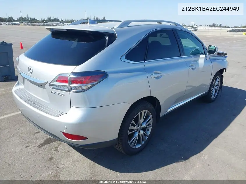 2014 LEXUS RX VIN 2T2BK1BA2EC244949 — фото 4