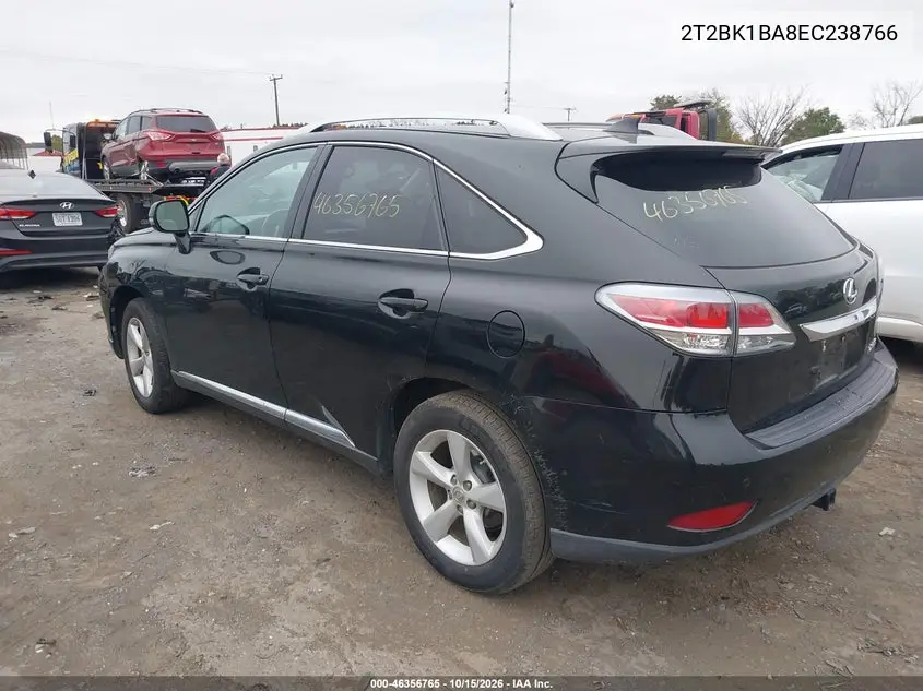 2014 LEXUS RX VIN 2T2BK1BA8EC238766 — фото 3