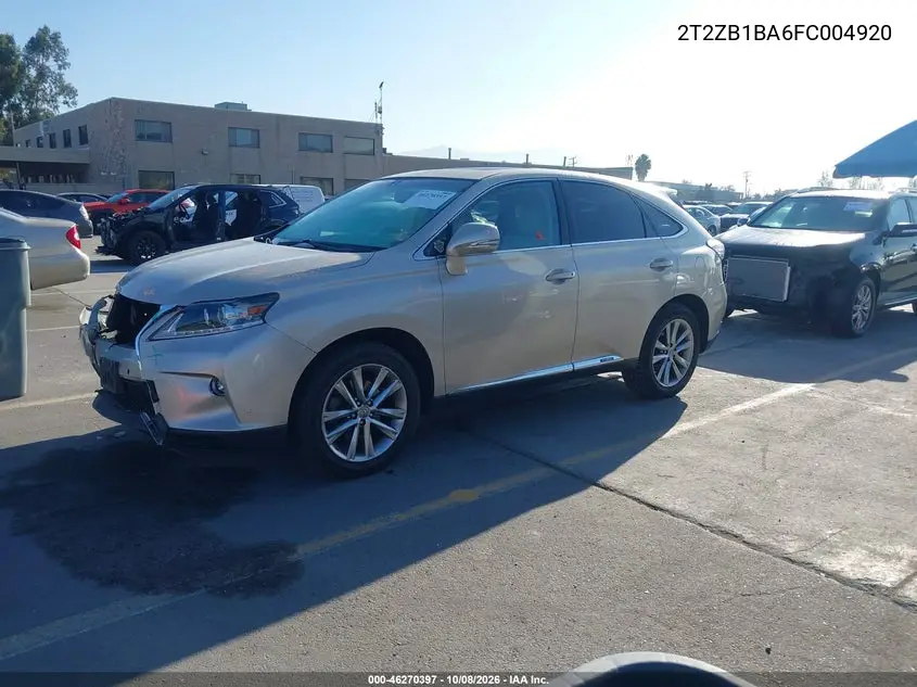 2015 LEXUS RX VIN 2T2ZB1BA6FC004920 — фото 2