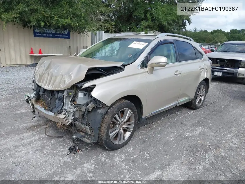 2015 LEXUS RX VIN 2T2ZK1BA0FC190387 — фото 2