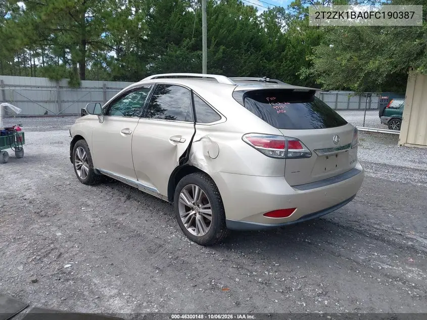 2015 LEXUS RX VIN 2T2ZK1BA0FC190387 — фото 3