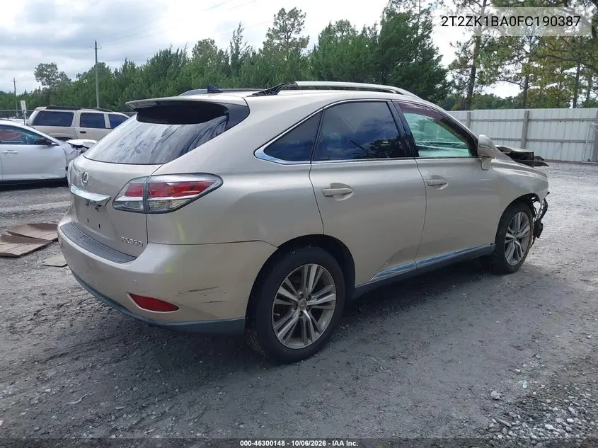 2015 LEXUS RX VIN 2T2ZK1BA0FC190387 — фото 4