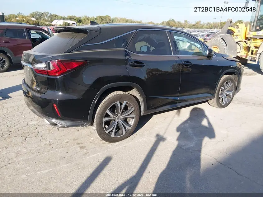 2015 LEXUS RX VIN 2T2BC1BA4FC002548 — фото 4