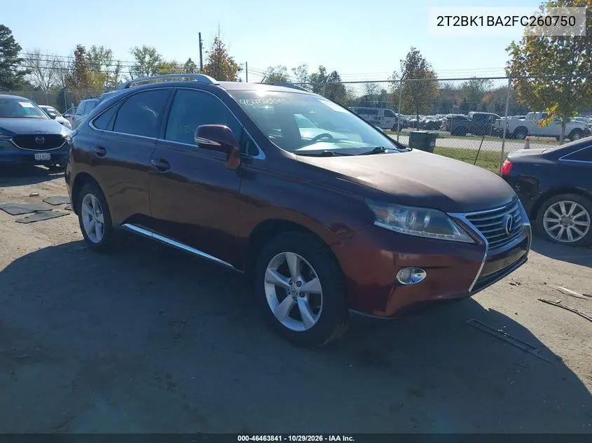 LEXUS RX 2015, VIN 2T2BK1BA2FC260750
