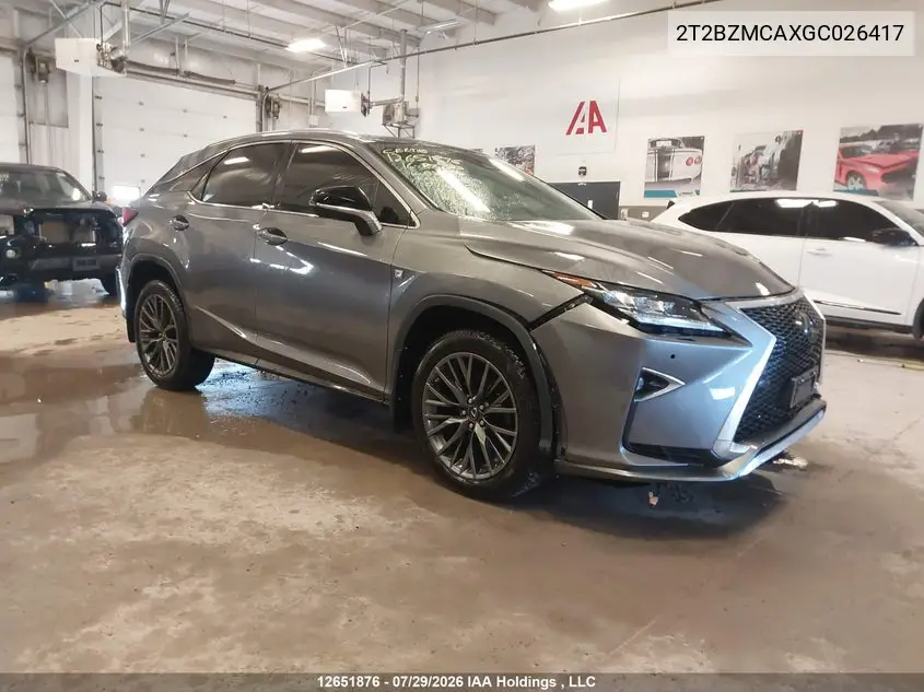 LEXUS RX 2016, VIN 2T2BZMCAXGC026417