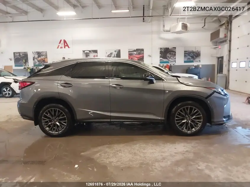 2016 LEXUS RX VIN 2T2BZMCAXGC026417 — фото 14