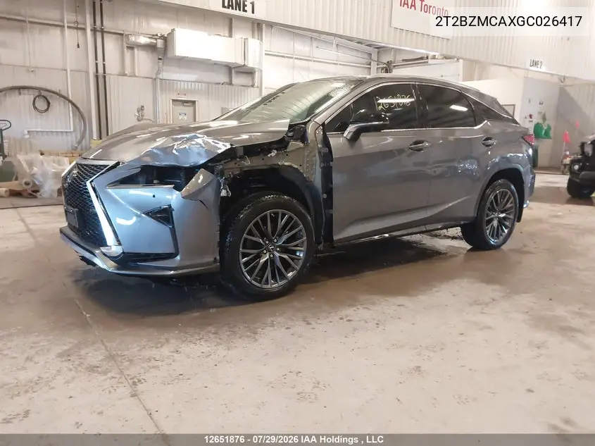 2016 LEXUS RX VIN 2T2BZMCAXGC026417 — фото 2