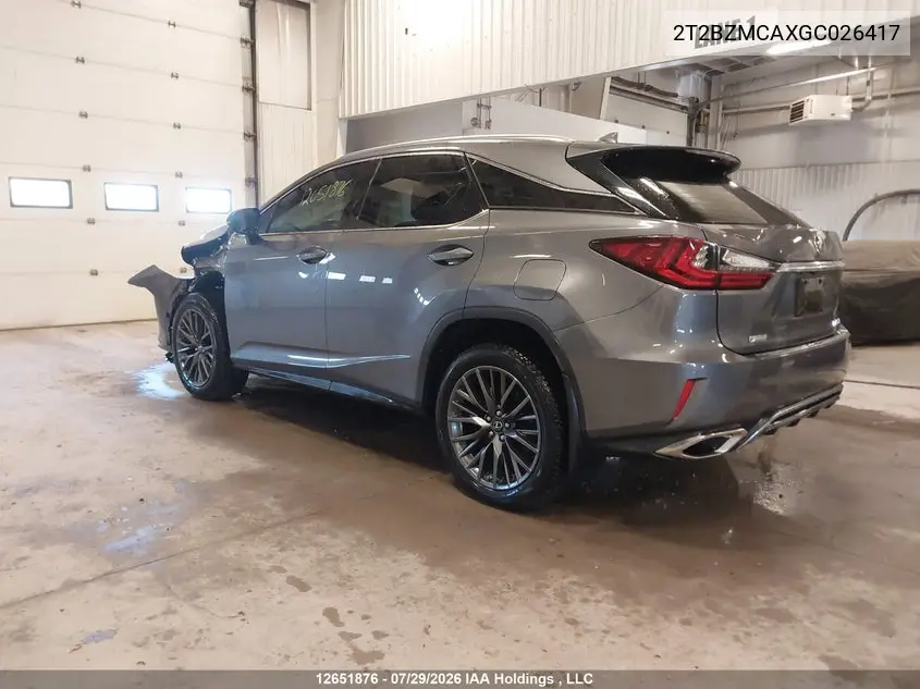 2016 LEXUS RX VIN 2T2BZMCAXGC026417 — фото 3