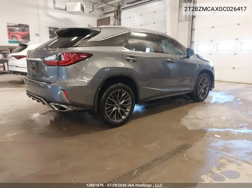 2016 LEXUS RX VIN 2T2BZMCAXGC026417 — фото 4