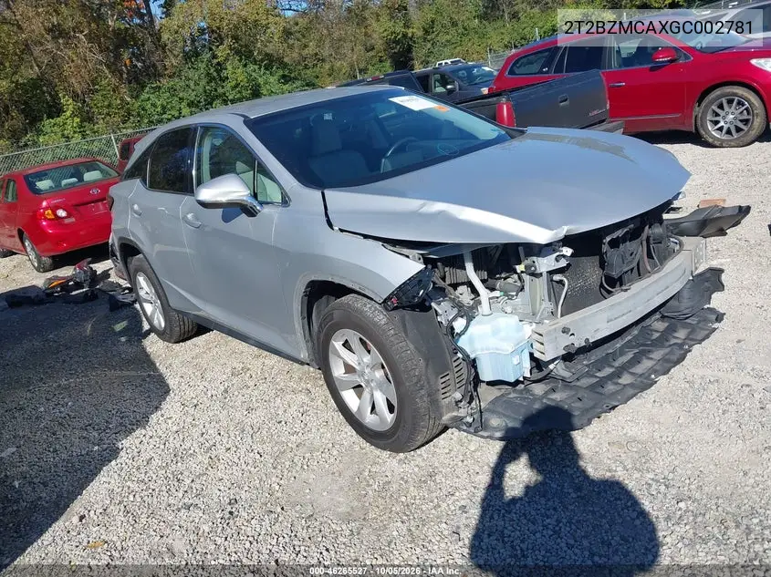LEXUS RX 2016, VIN 2T2BZMCAXGC002781