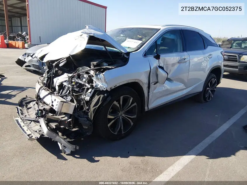 2016 LEXUS RX VIN 2T2BZMCA7GC052375 — фото 2