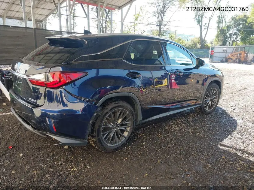 2016 LEXUS RX VIN 2T2BZMCA4GC031760 — фото 4