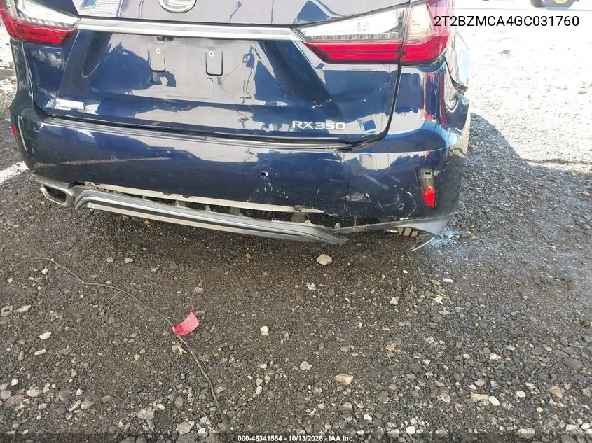 2016 LEXUS RX VIN 2T2BZMCA4GC031760 — фото 6
