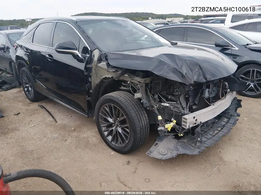 LEXUS RX 2017, VIN 2T2BZMCA5HC100618