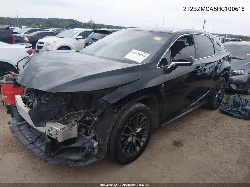 2017 LEXUS RX VIN 2T2BZMCA5HC100618 — фото 2
